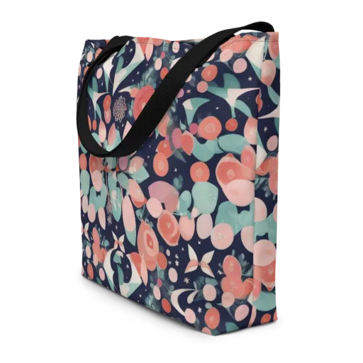 Coral Moon Garden on a Large Tote Bag W/ Pocket