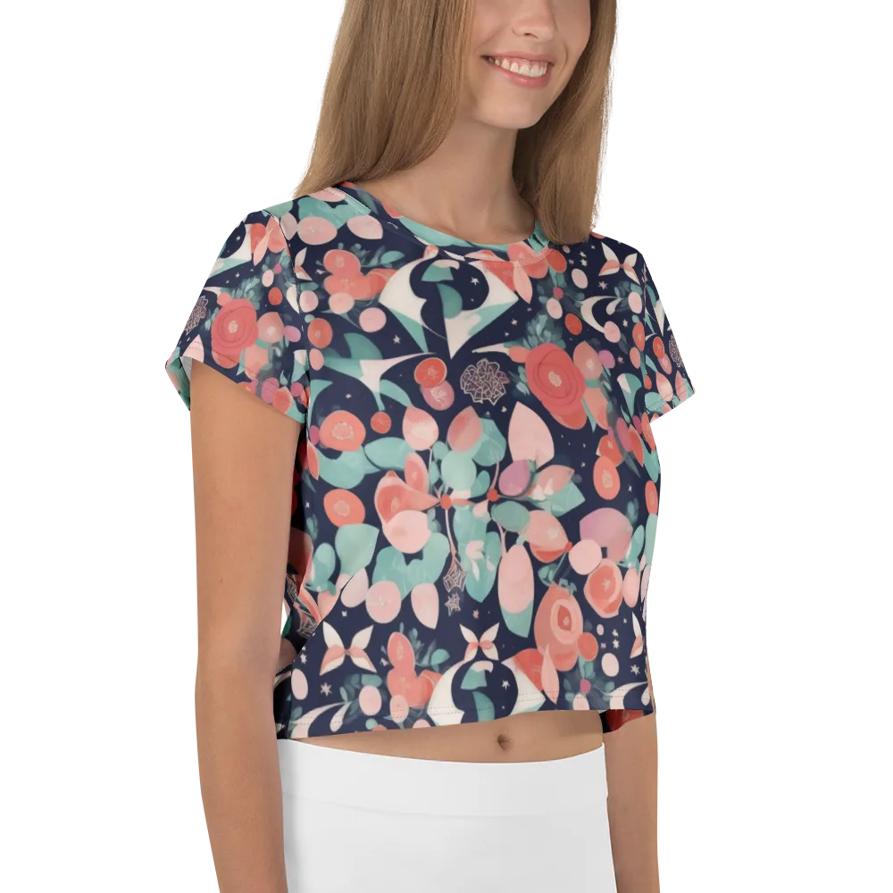 Coral Moon Garden on Crop Tee — Right