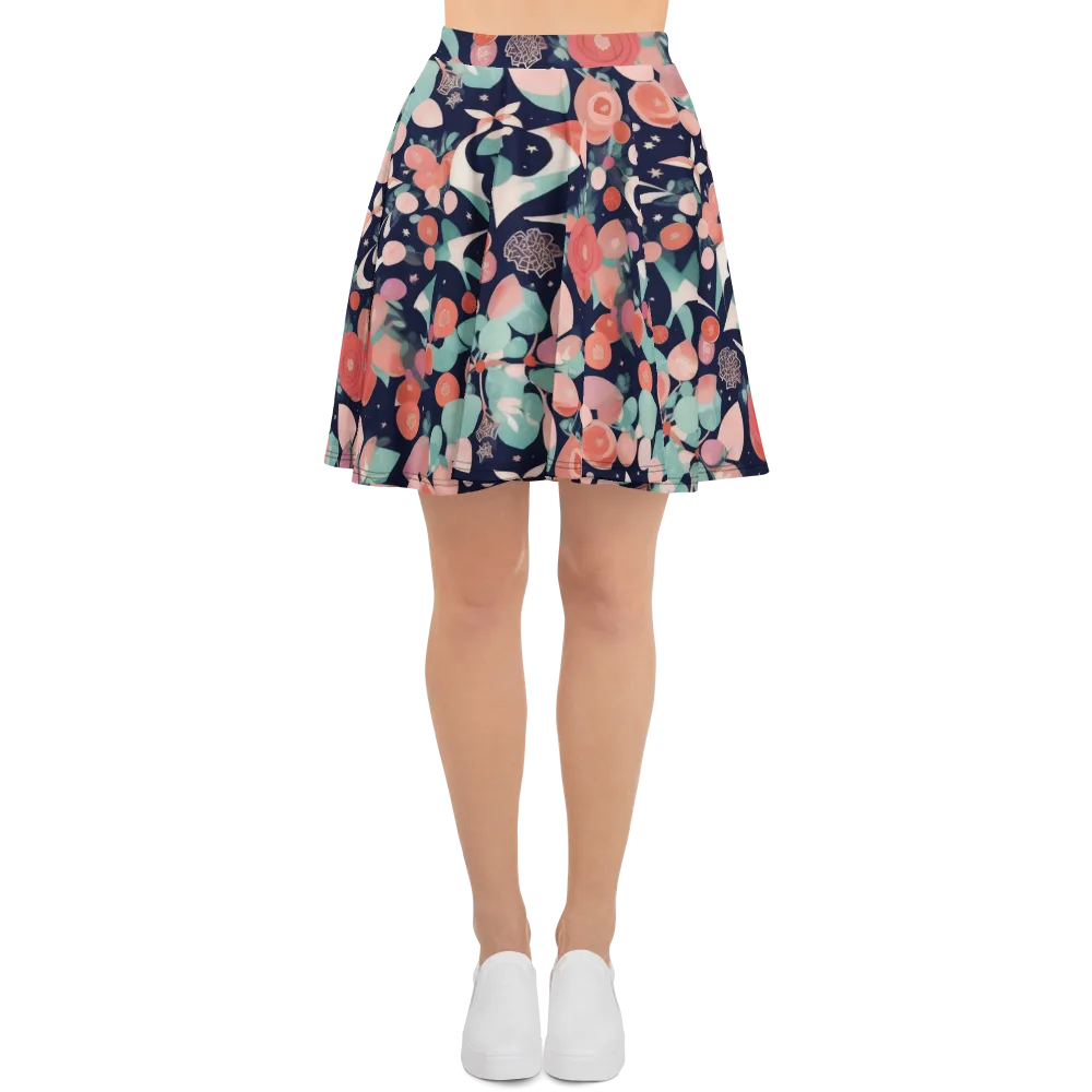 Coral Moon Garden on Skater Skirt — Front