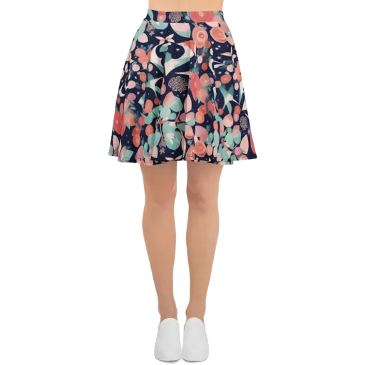 Coral Moon Garden on a Skater Skirt