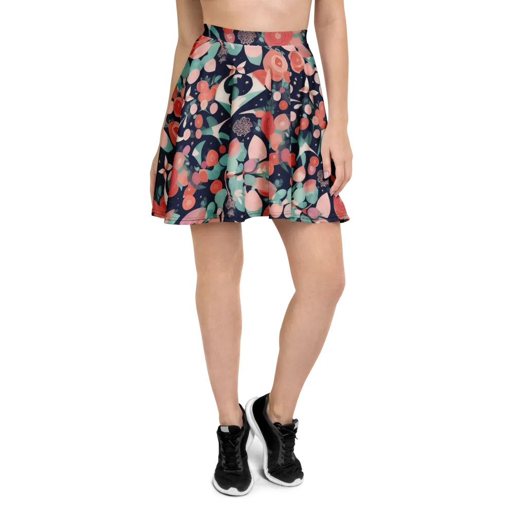 Coral Moon Garden on Skater Skirt — Front