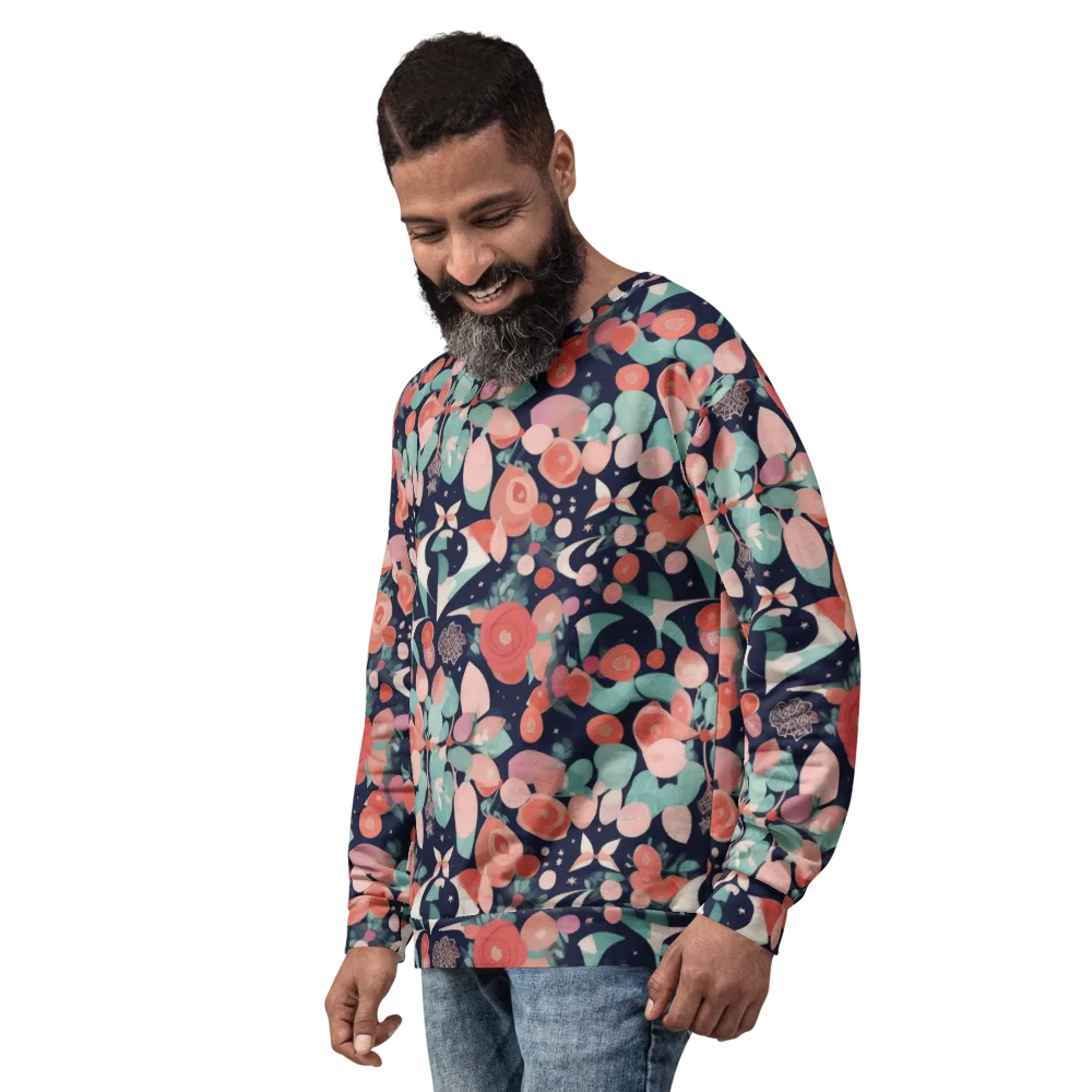 Coral Moon Garden on Sweatshirt — Left Front