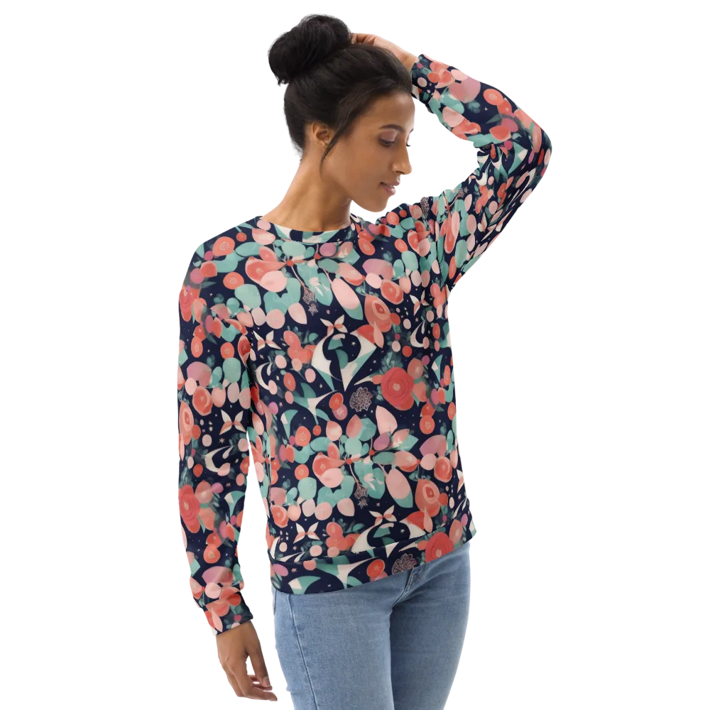 Coral Moon Garden on Sweatshirt — Right Front
