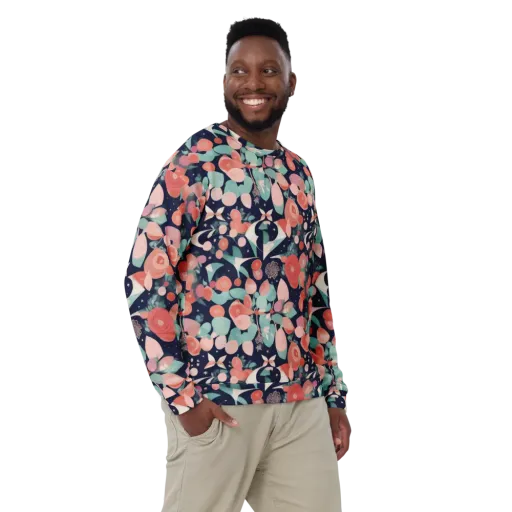 Coral Moon Garden on a Sweatshirt
