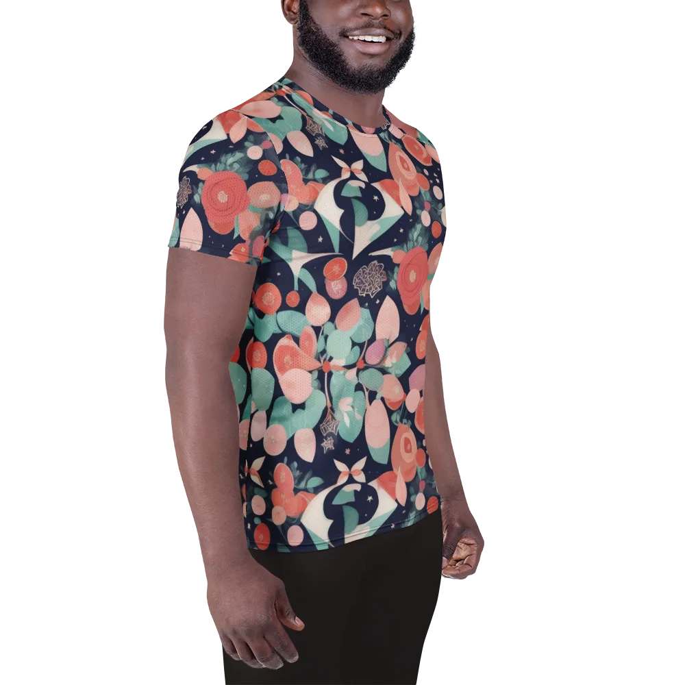 Coral Moon Garden on Men's Athletic T-Shirt — Right