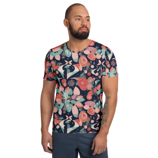 Coral Moon Garden on a Men's Athletic T-Shirt