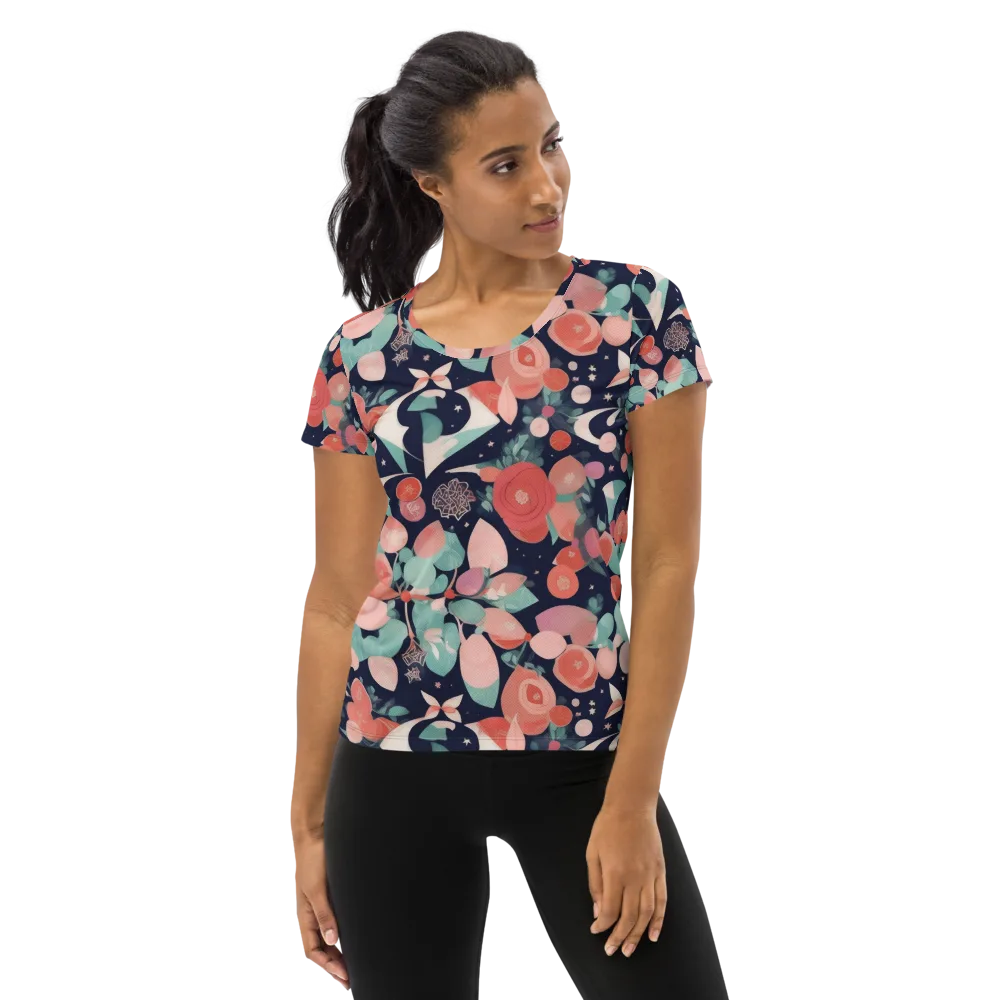 Coral Moon Garden on Women's Athletic T-Shirt — Front