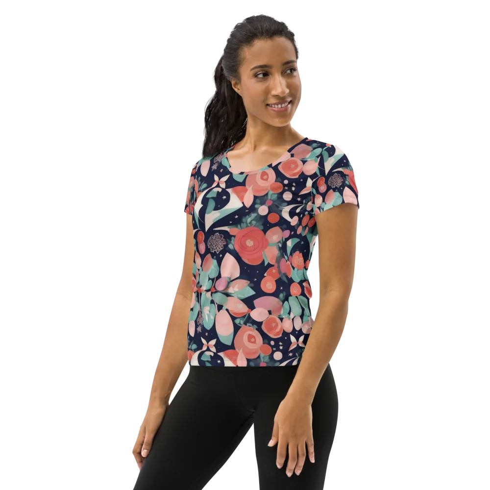 Coral Moon Garden on Women's Athletic T-Shirt — Left