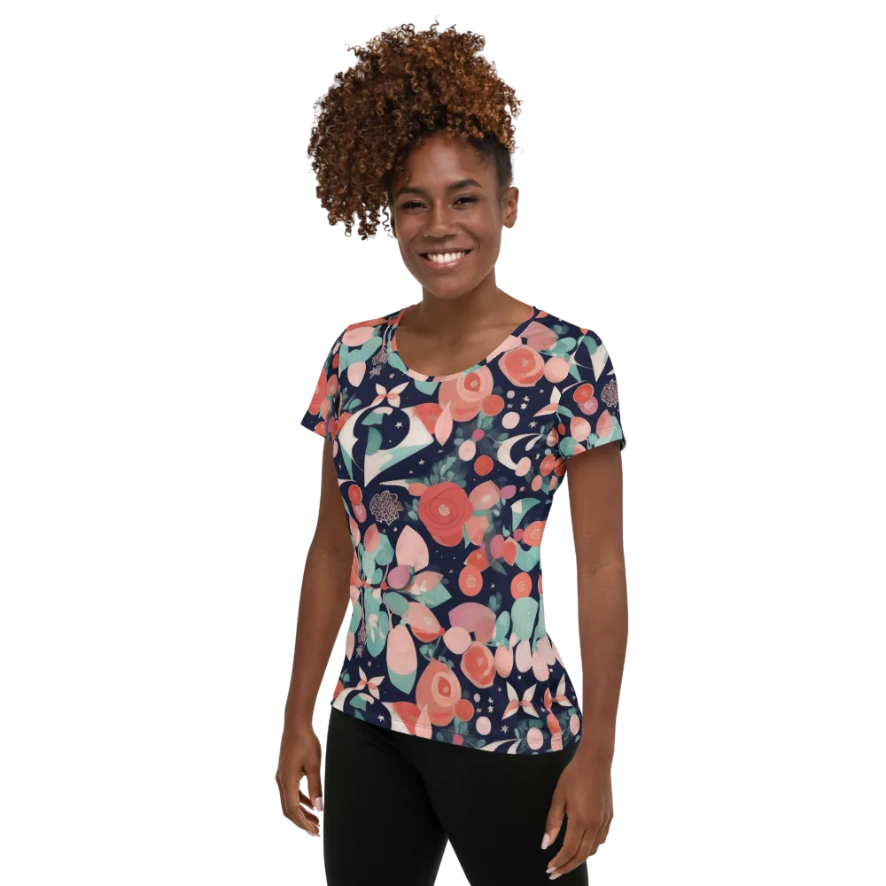 Coral Moon Garden on Women's Athletic T-Shirt — Left