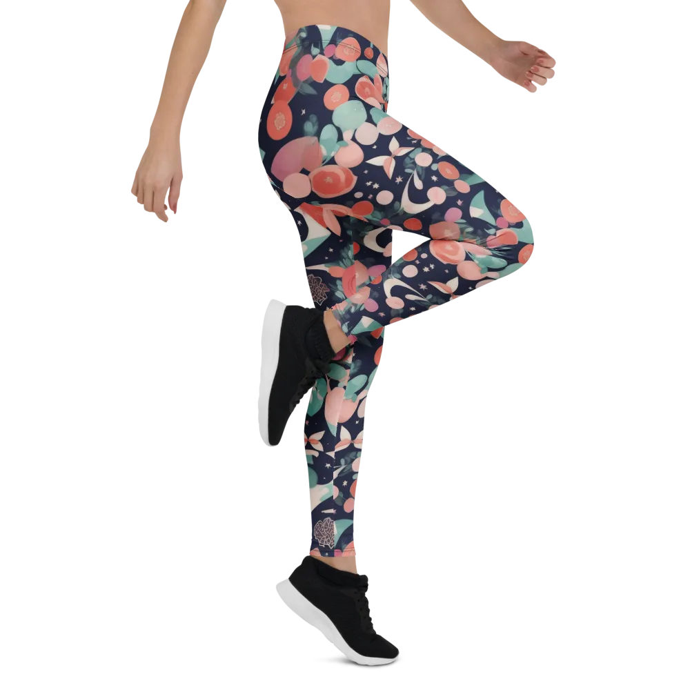 Coral Moon Garden on Leggings — Right
