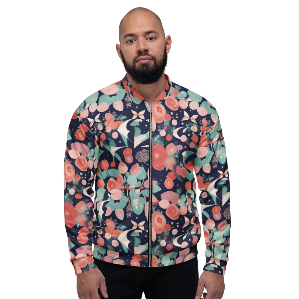 Coral Moon Garden on Bomber Jacket — Front