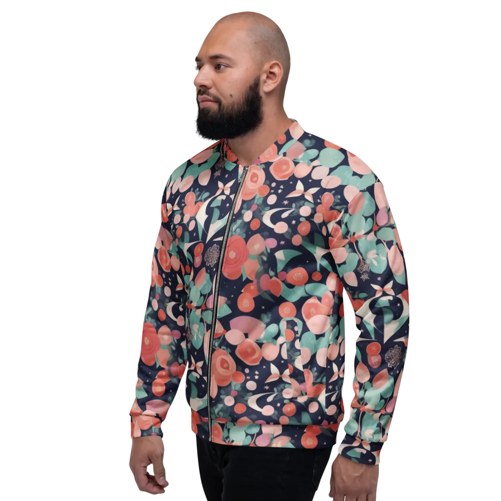 Coral Moon Garden on Bomber Jacket — Left