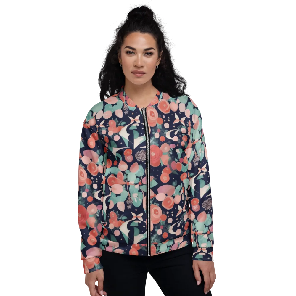 Coral Moon Garden on Bomber Jacket — Front