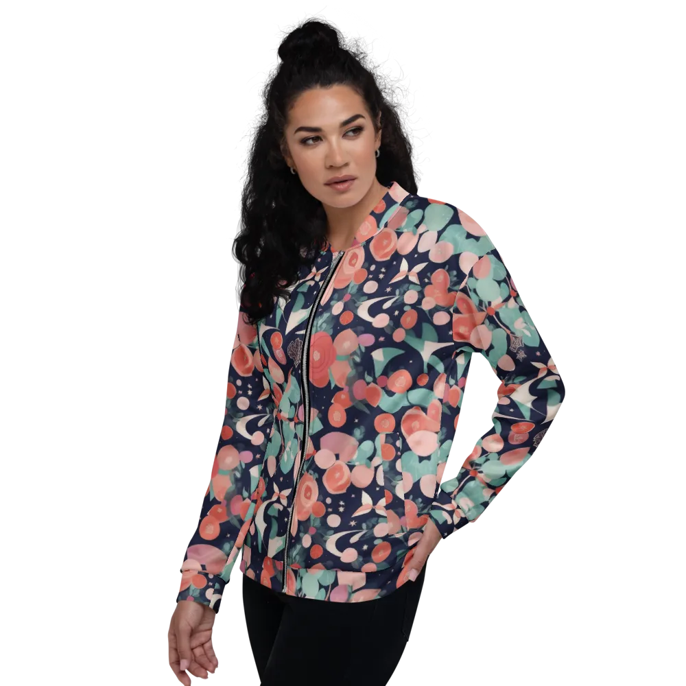 Coral Moon Garden on Bomber Jacket — Left