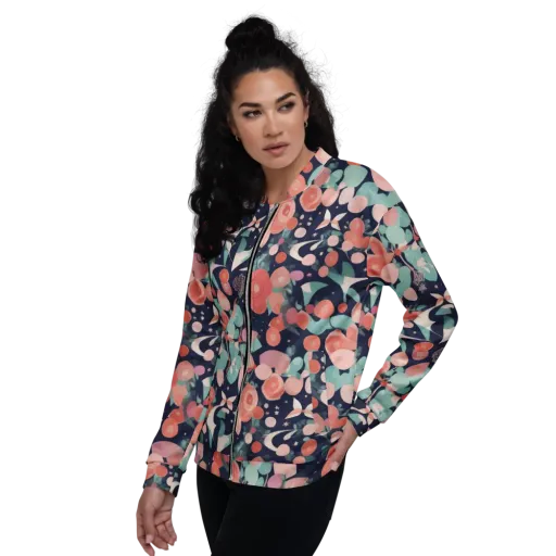 Coral Moon Garden on a Bomber Jacket