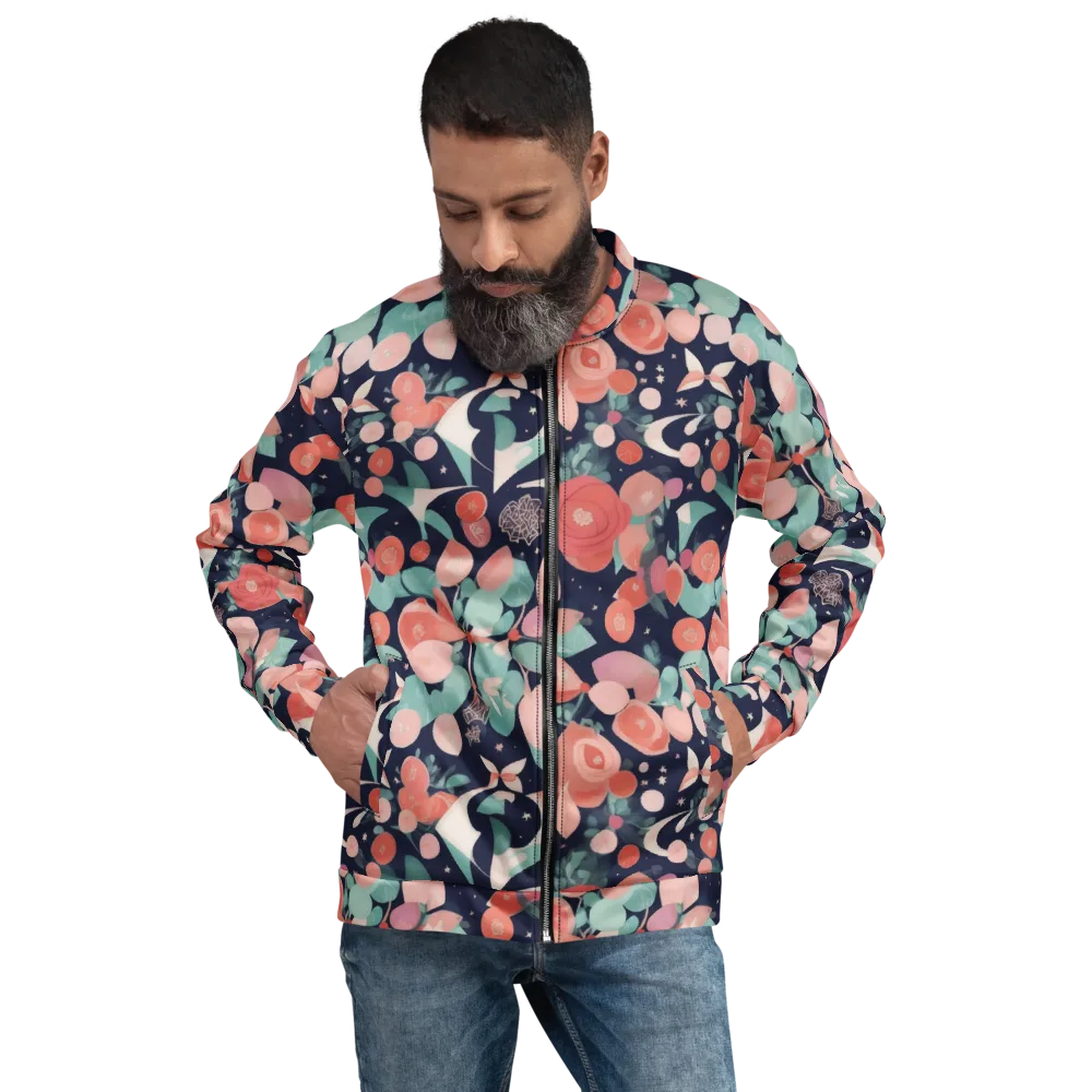 Coral Moon Garden on Bomber Jacket — Front