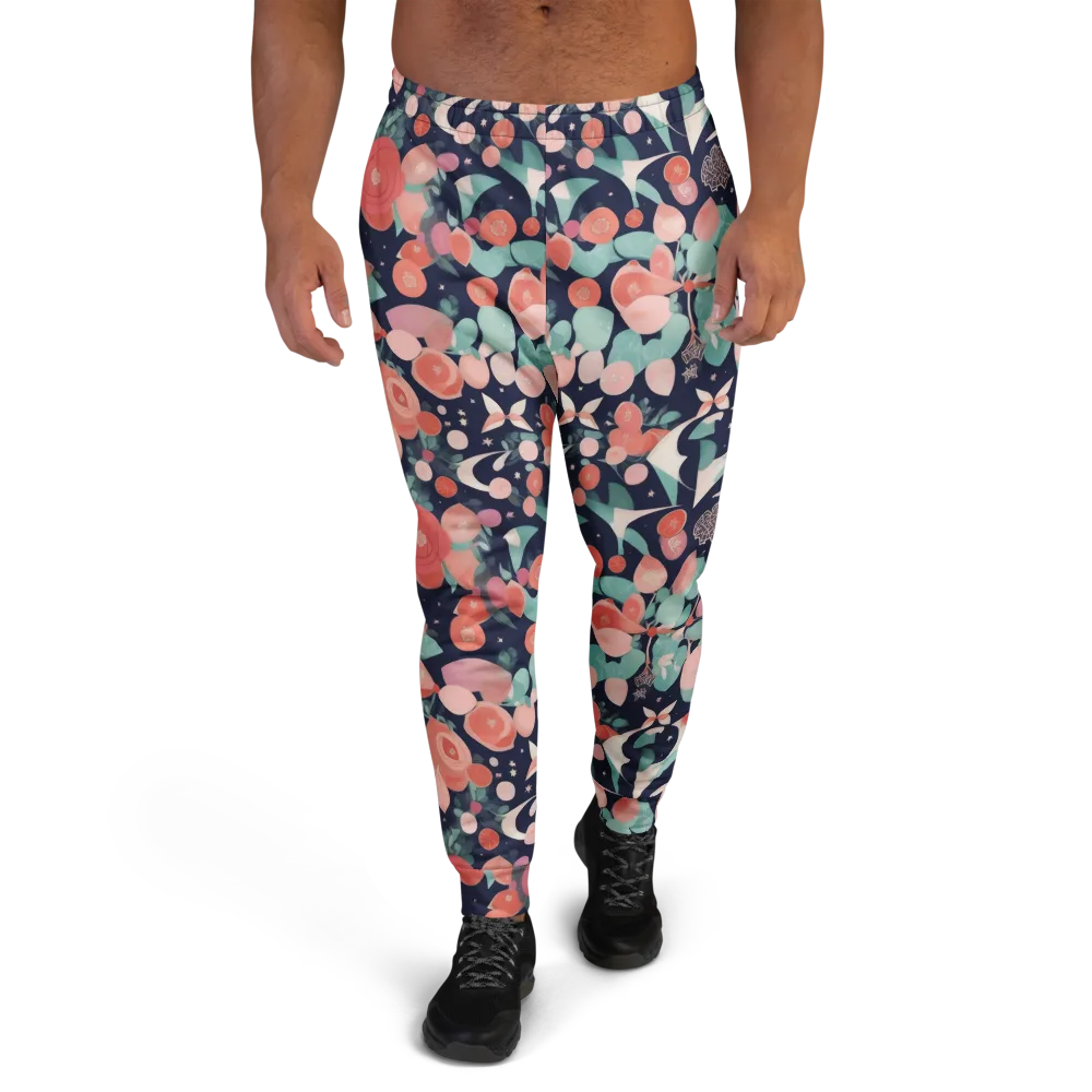 Coral Moon Garden on Men's Joggers — Front