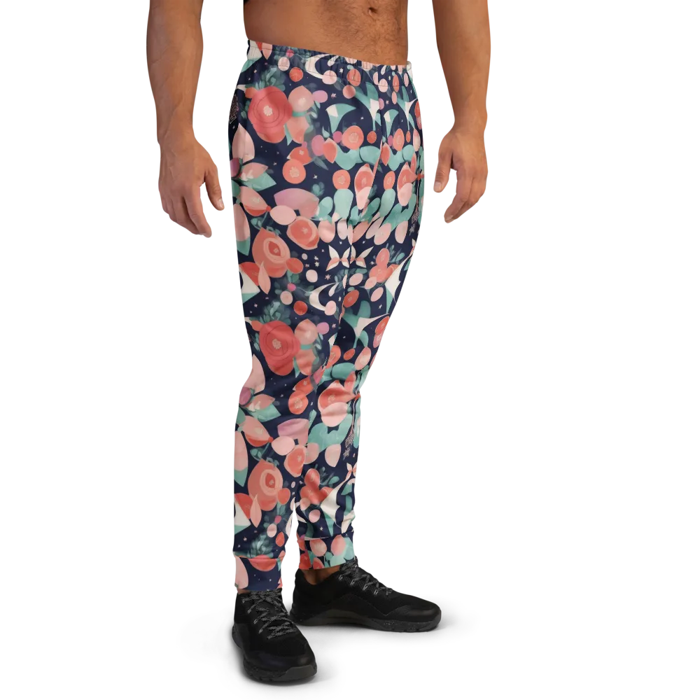 Coral Moon Garden on Men's Joggers — Right