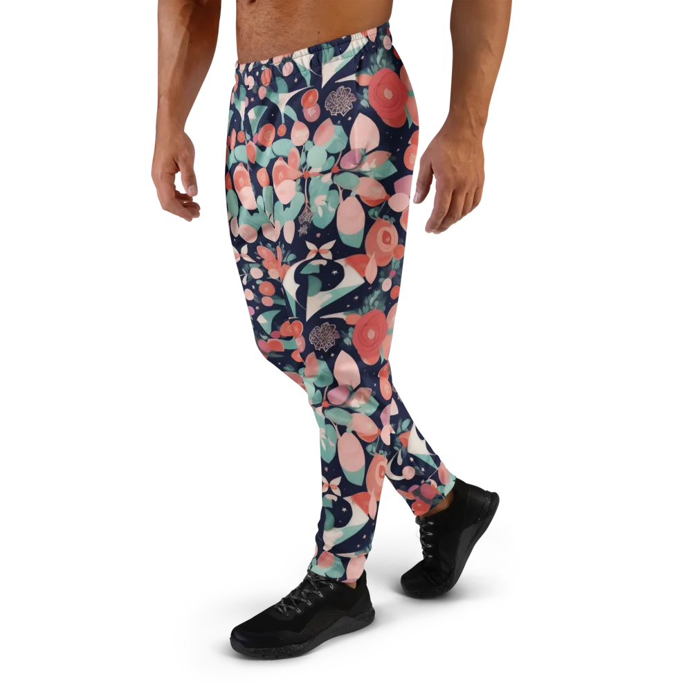 Coral Moon Garden on Men's Joggers — Left