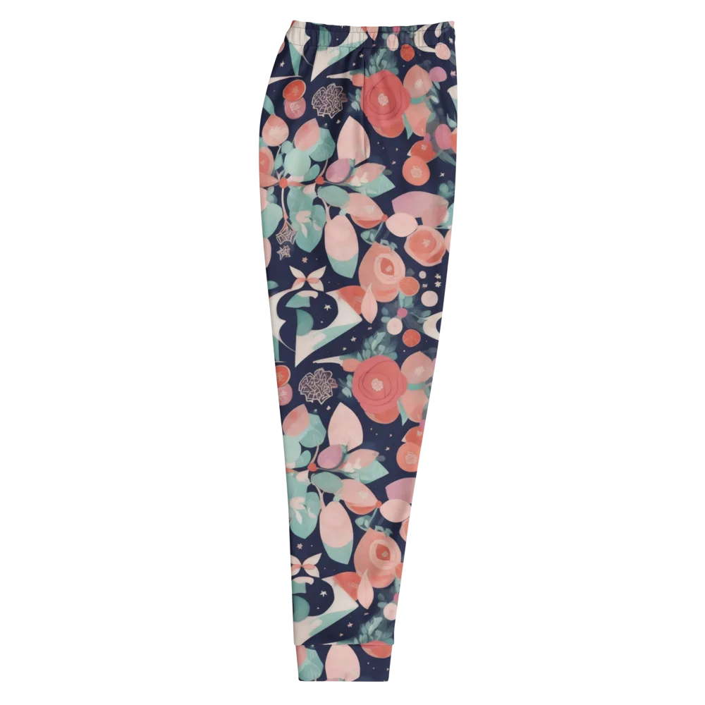 Coral Moon Garden on Men's Joggers — Right