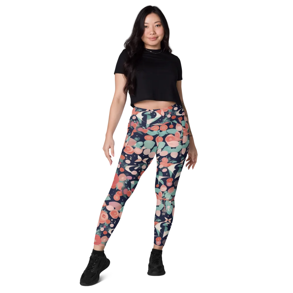 Coral Moon Garden on Leggings with Pockets — Front