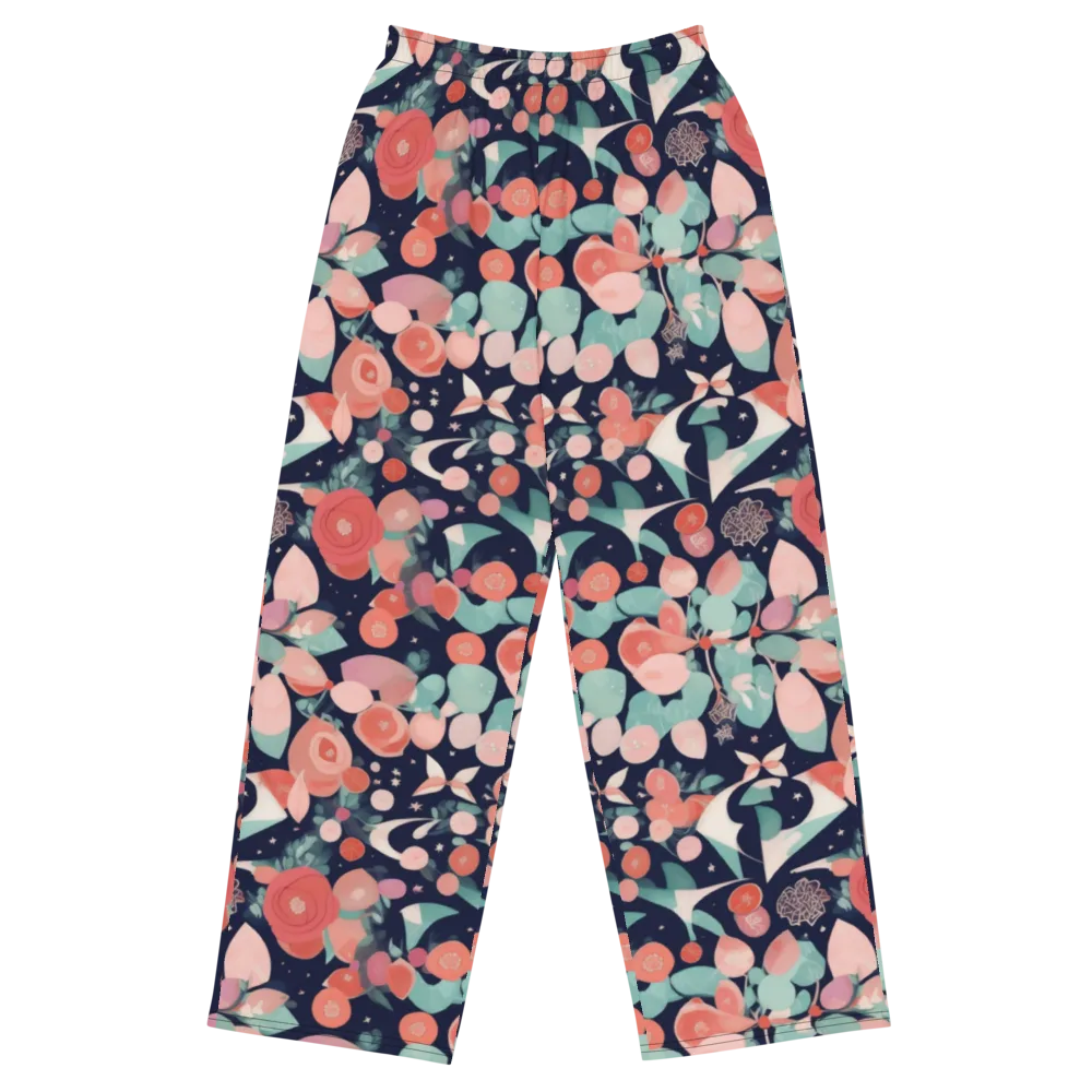 Coral Moon Garden on Wide-Leg Pants — Front