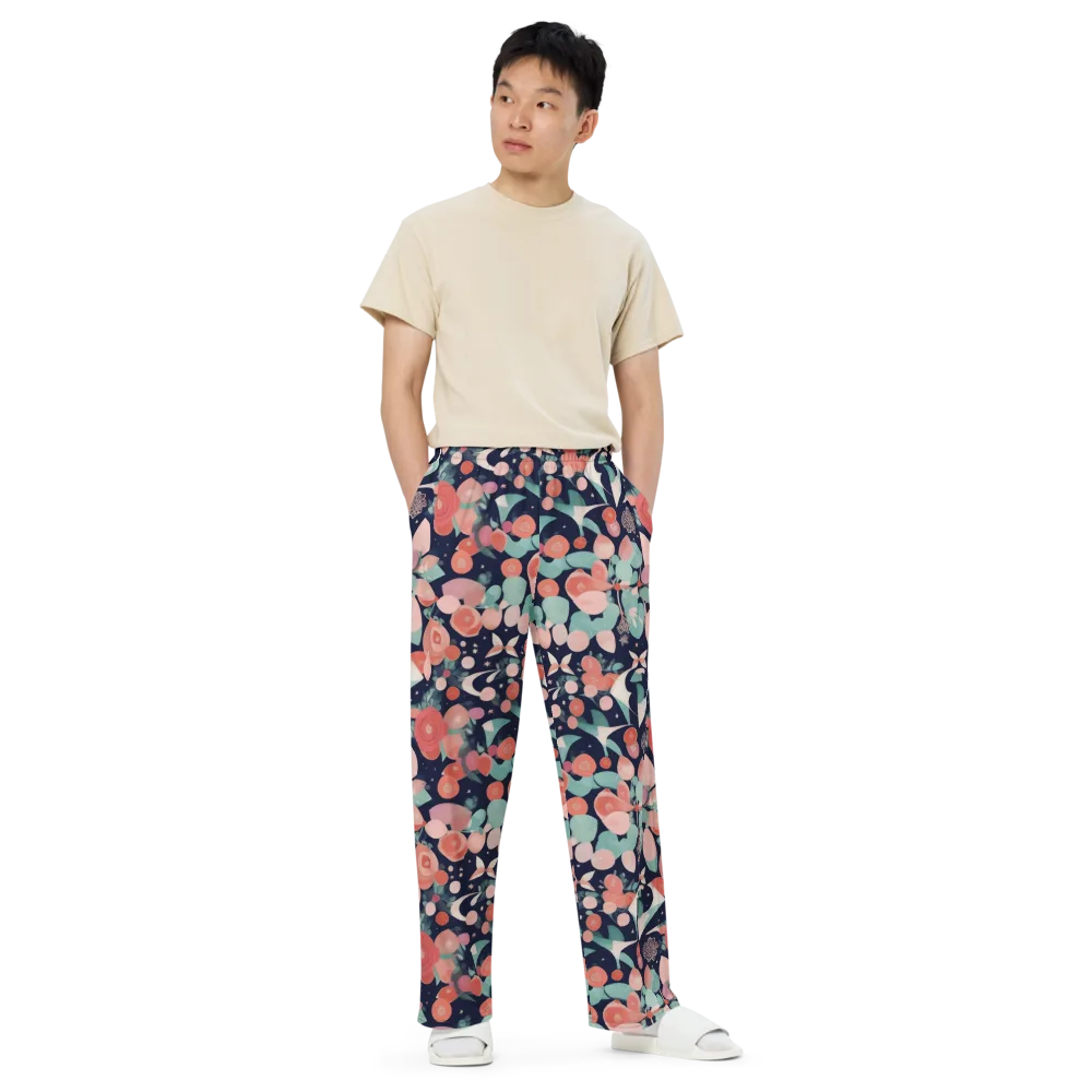 Coral Moon Garden on Wide-Leg Pants — Front