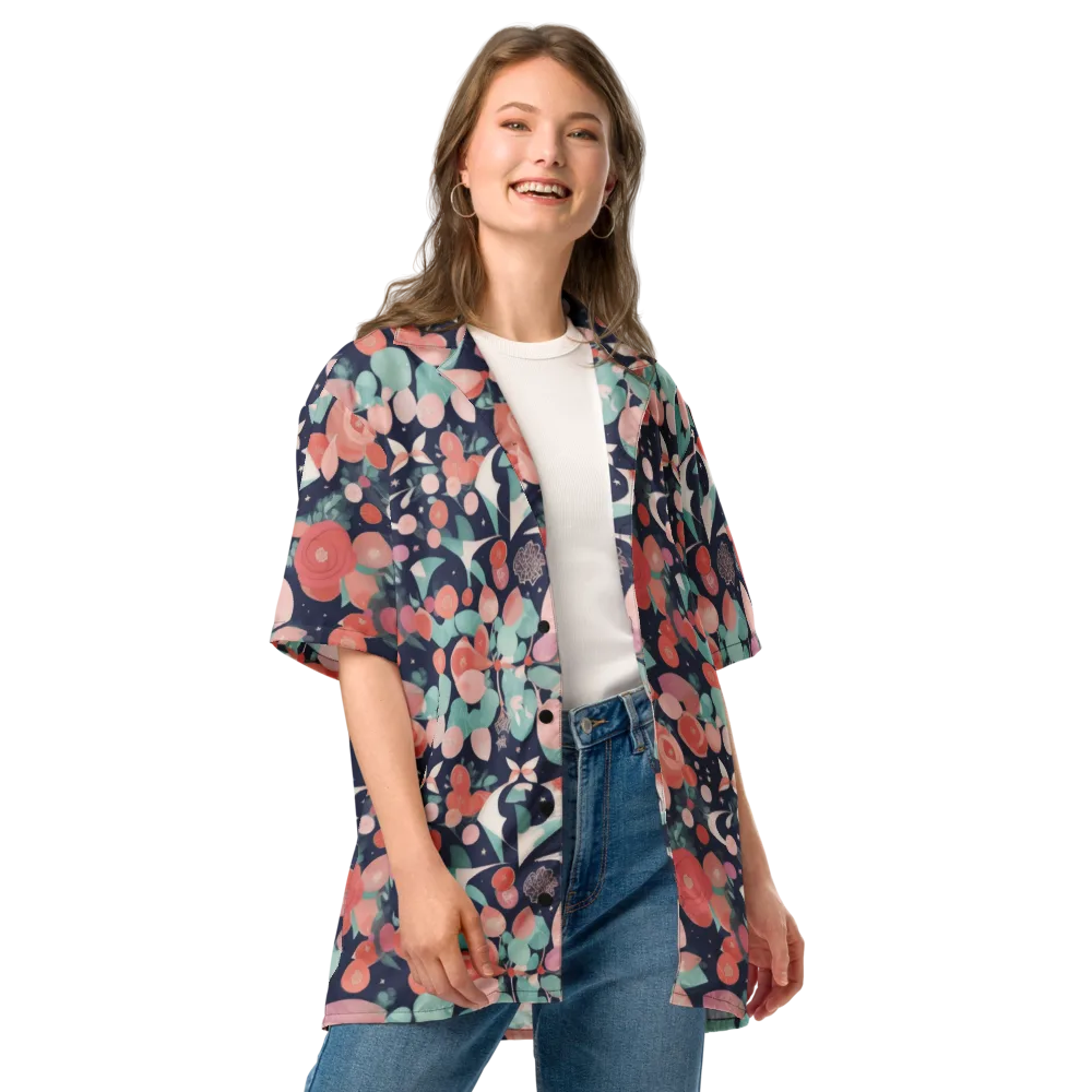 Coral Moon Garden on Button Shirt — Front
