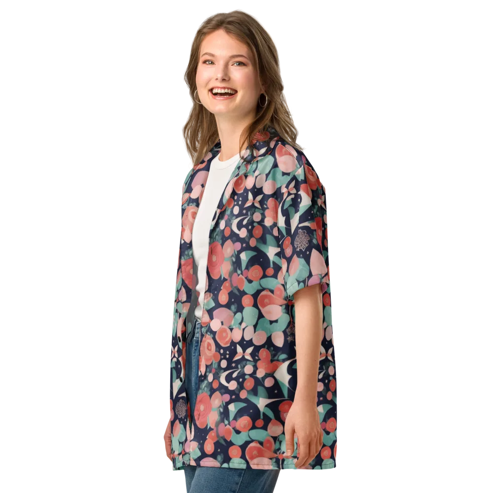 Coral Moon Garden on Button Shirt — Left Front