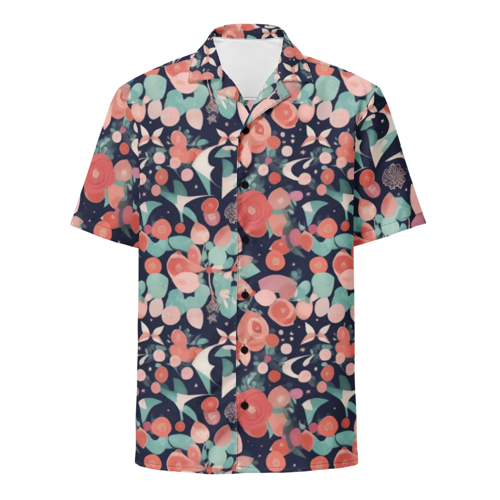 Coral Moon Garden on Button Shirt — Front