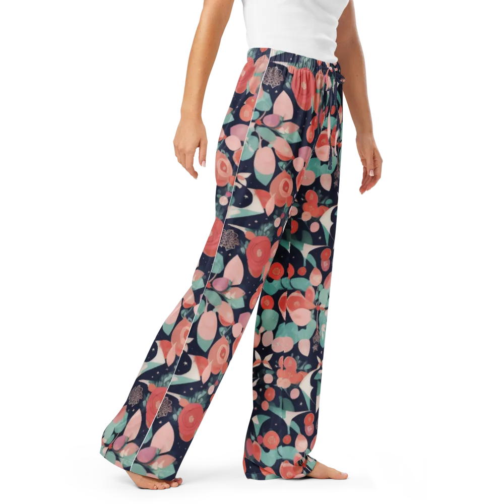 Coral Moon Garden on Women's Pajama Pants — Right Front