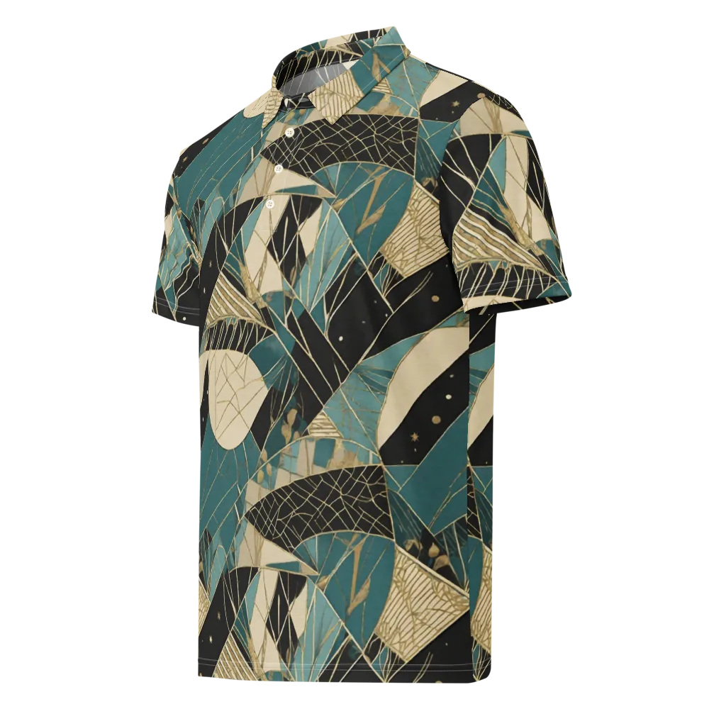 Teal Noir Mosaic on Men's Slim Fit Polo Shirt — Left Front