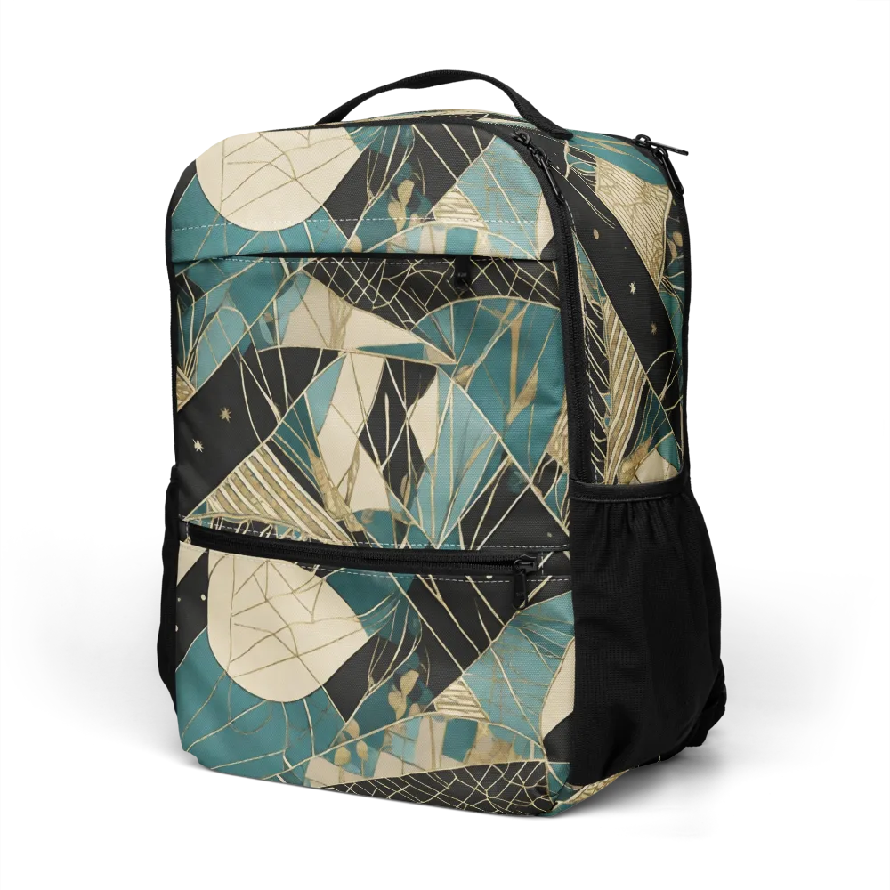 Teal Noir Mosaic on Utility Backpack — Left Front
