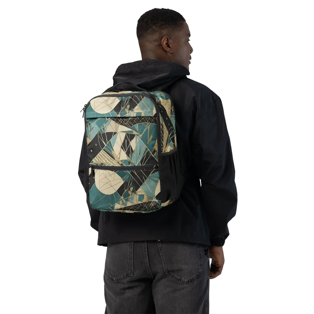Teal Noir Mosaic on Utility Backpack — Back