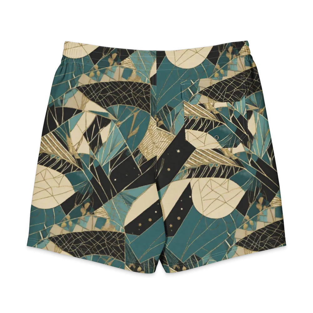 Teal Noir Mosaic on Men's Board Shorts — Back