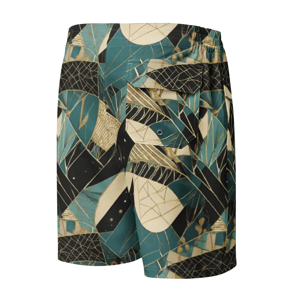 Teal Noir Mosaic on Men's Board Shorts — Back