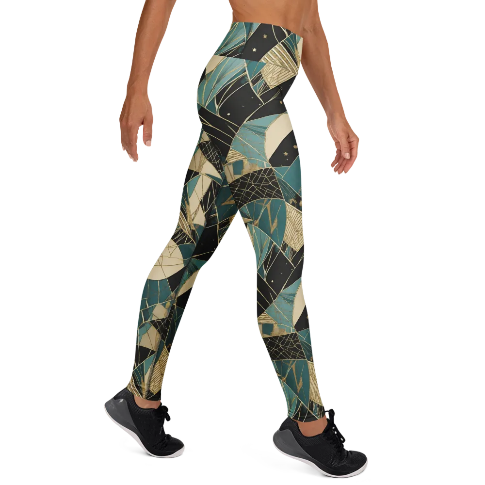 Teal Noir Mosaic on Yoga Leggings — Right