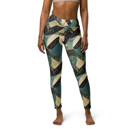 Teal Noir Mosaic on a Yoga Leggings