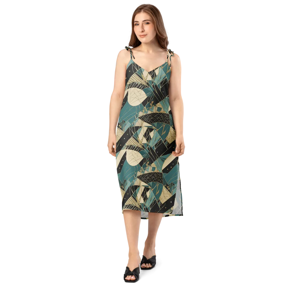 Teal Noir Mosaic on Slip Dress — Front