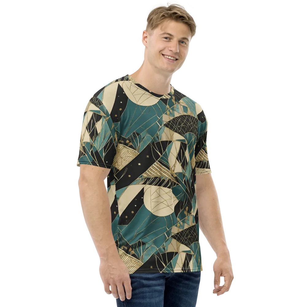 Teal Noir Mosaic on Men's Crew Neck T-Shirt — Right