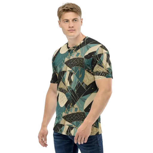 Teal Noir Mosaic on a Men's Crew Neck T-Shirt