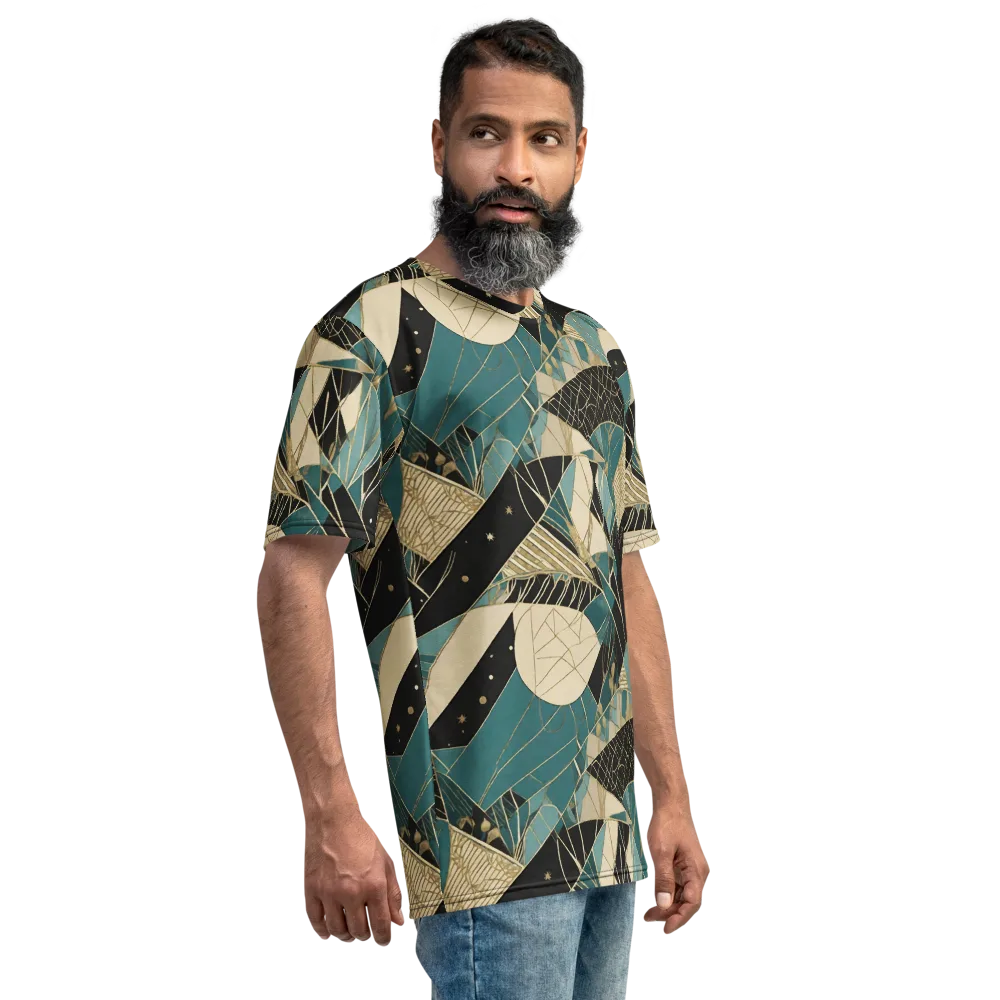 Teal Noir Mosaic on Men's Crew Neck T-Shirt — Right