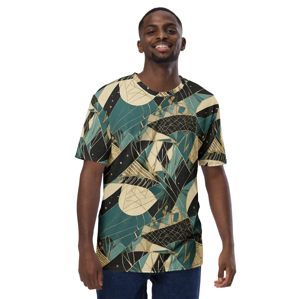 Teal Noir Mosaic on Men's Crew Neck T-Shirt — Front