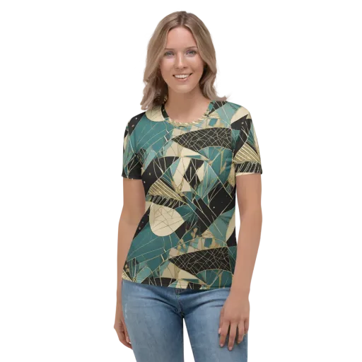 Teal Noir Mosaic on a Women's Crew Neck T-Shirt