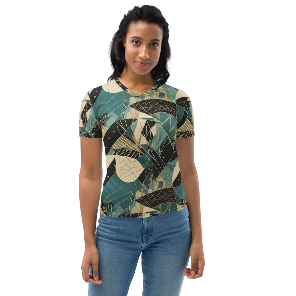 Teal Noir Mosaic on Women's Crew Neck T-Shirt — Front