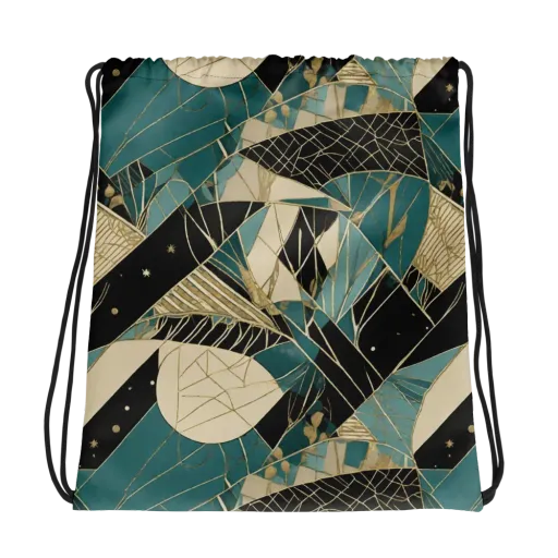 Teal Noir Mosaic on a Drawstring Bag