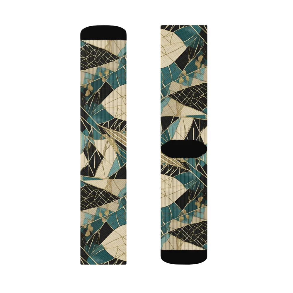 Teal Noir Mosaic on Socks — Left Sock