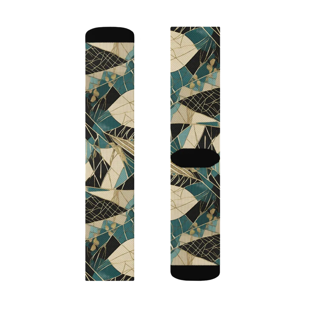 Teal Noir Mosaic on Socks — Right Sock