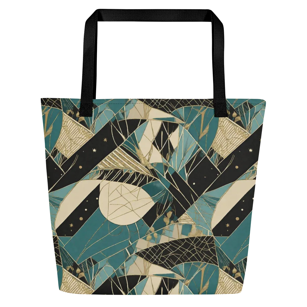 Teal Noir Mosaic on Large Tote Bag W/ Pocket — Front