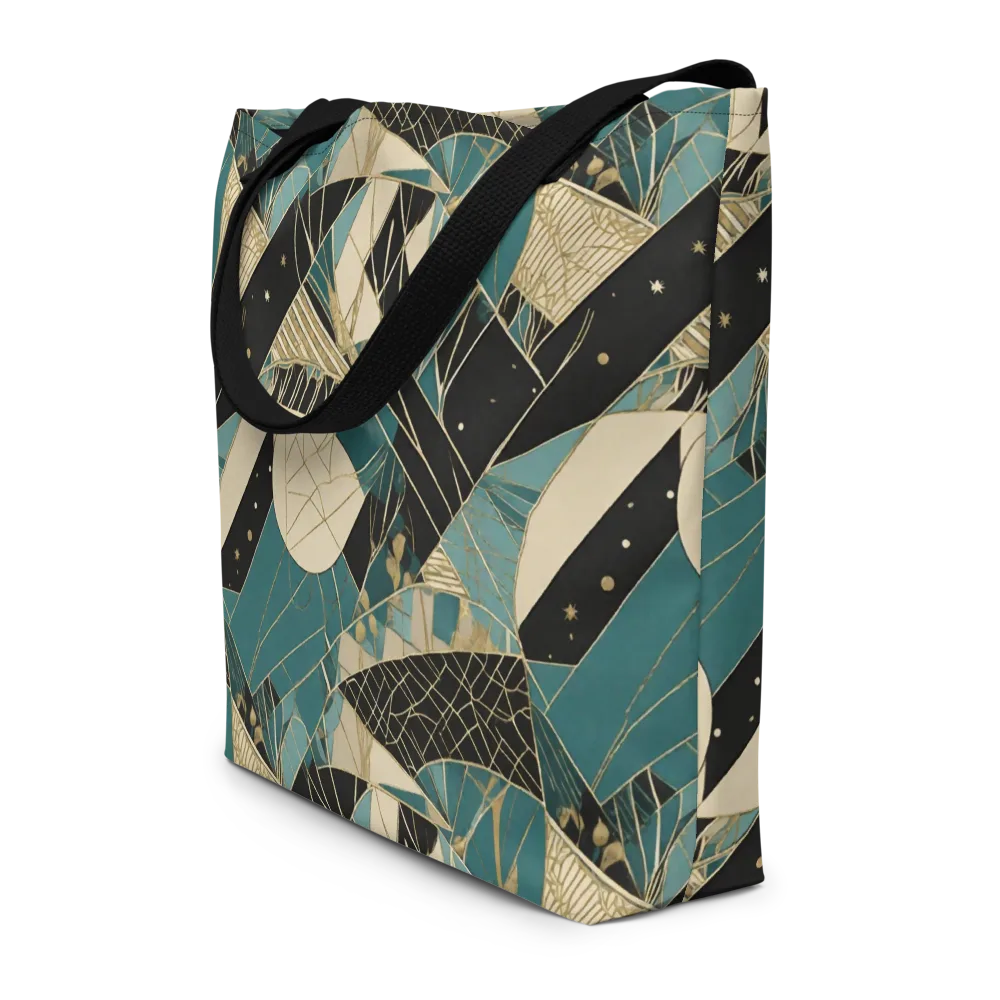 Teal Noir Mosaic on Large Tote Bag W/ Pocket — Front